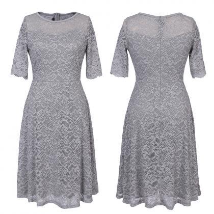 Elegant And Fashion Mid Sleeve Lace A-line Dress..