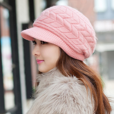 Cute Winter Hat Knit Cap For Women - Pink