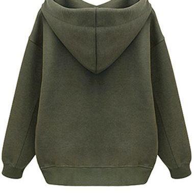 Fashion Long Sleeve Zipper Embellished Hoodie Coat..