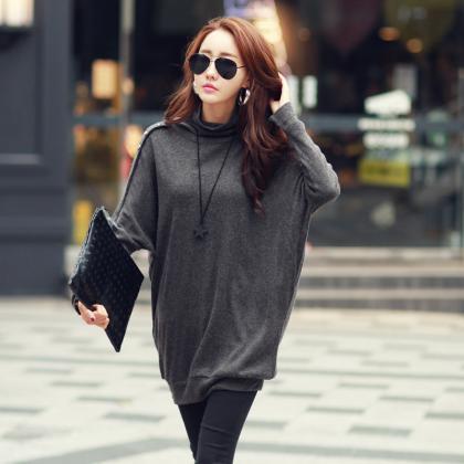 Fashion Bat-wing Sleeve Sweater - Grey