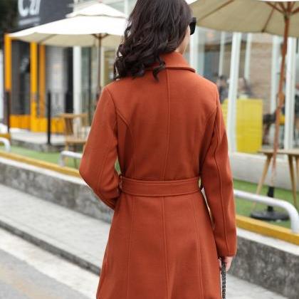Design Cashmere Fashion Coat For Woman - Dark..