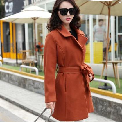 Design Cashmere Fashion Coat For Woman - Dark..