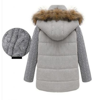 High Quality Light Grey Hooded Woolen Coat For..