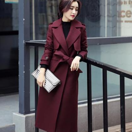 Designer Fashion Long Style Wool Winter Coat -..
