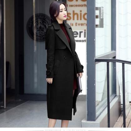 Designer Fashion Long Style Wool Winter Coat -..