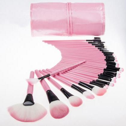 32pcs Pink Eyeshadow Eyebrow Blush Makeup Brushes..