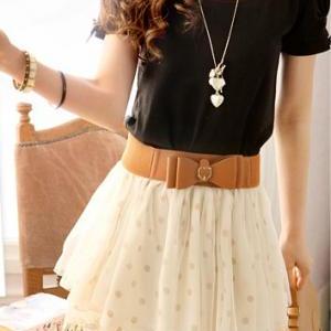 Fashion Polka Dots Skirt With Belt