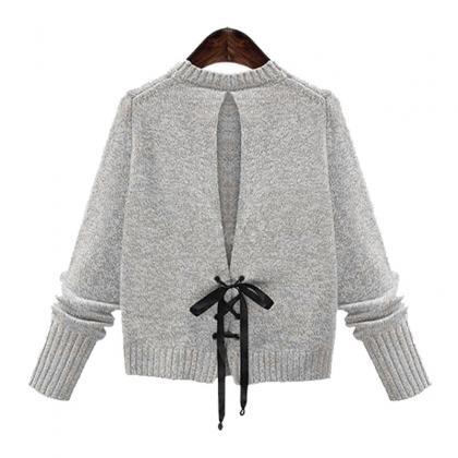 Designer Round Neck Grey Long Sleeves Sweater