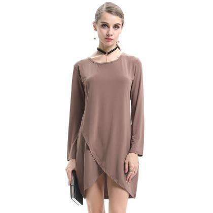 Crew Neck Long Sleeves Mini Shift Dress Featuring..