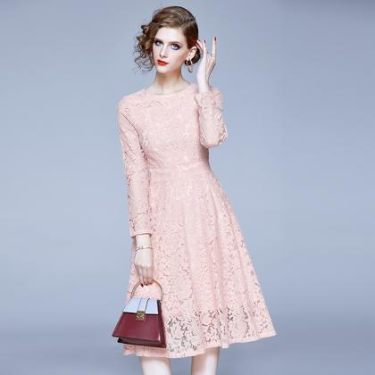 Fashion Lace Sweetly Dress - Pink