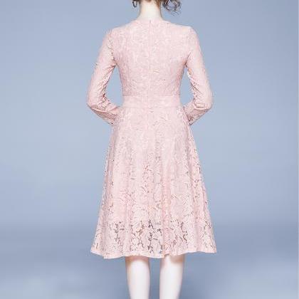Fashion Lace Sweetly Dress - Pink