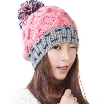 Women Hat For Winter Knitted Wool Fashion Casual..