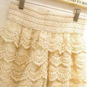 Sweet Middle Waist Lace Shorts for ..