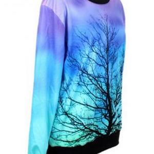 Tree Design Long Sleeve T Shirt
