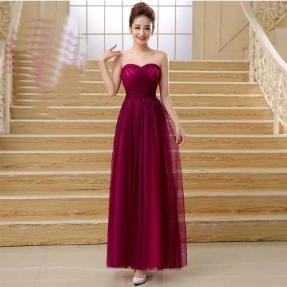 Cute Multi Wear Evening Party Dress - Wine Red