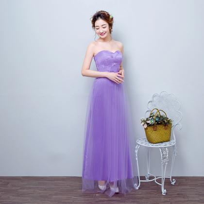 Fashion Strapless Dress - Purple