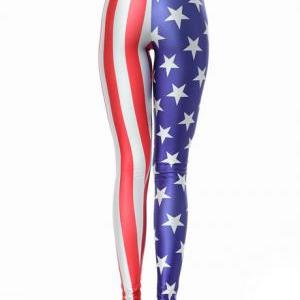 Woman American Flag Pattern Fitted ..