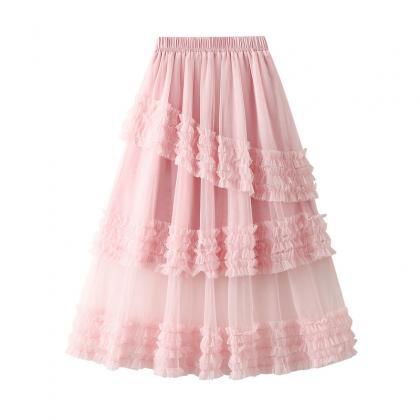 Fashion Cake Layered Women Summer Long Skirt