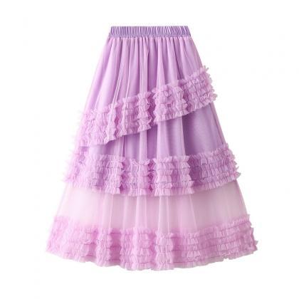 Fashion Cake Layered Women Summer Long Skirt
