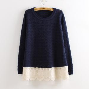 Fashion Loose Batwing Sleeve Lace Sweater For..