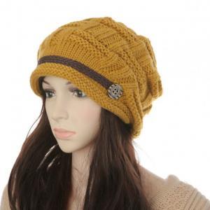 Fashion Slouchy Knitted Hat Cap For Women - Yellow