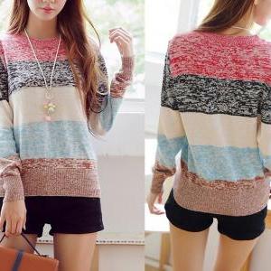 Colorful Striped Long Aleeved Sweater