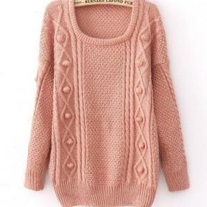 Women Loose Thicker Sweater - Pink