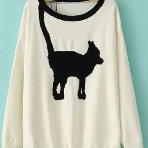 Endearing Animal Print Round Neck Pullover..