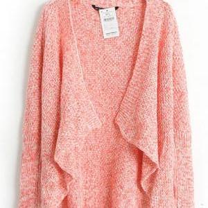 Simple Long Sleeve Knitting Unclosed Cardigans For..
