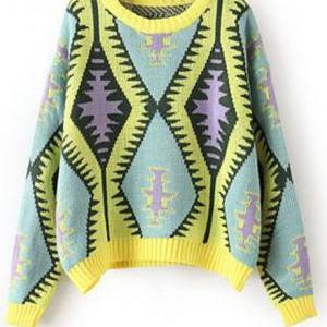 Comfy Pattern Print Scoop Neck Woman Pullovers -..