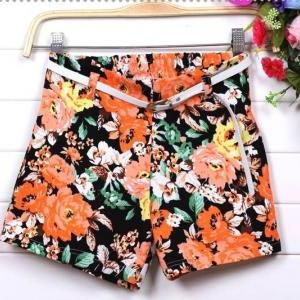 Fashion Floral Shorts With Belt