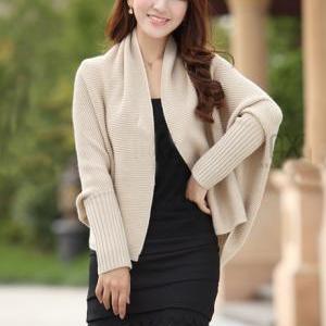 Convertible Knitting Unclosed Batwing Sleeve..