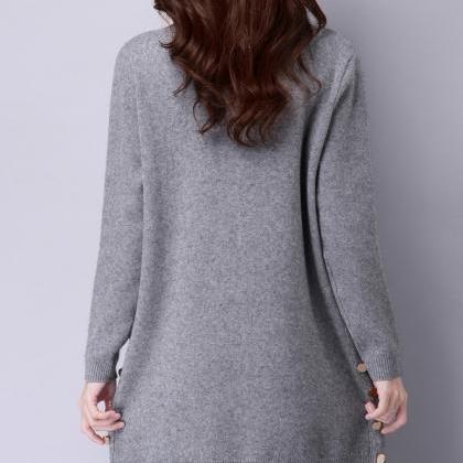 Pullover Sweater Dress Loose Knit Shirt