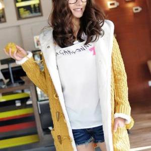 High Qualiy Long Style Warm Sweater Coat With Hat..