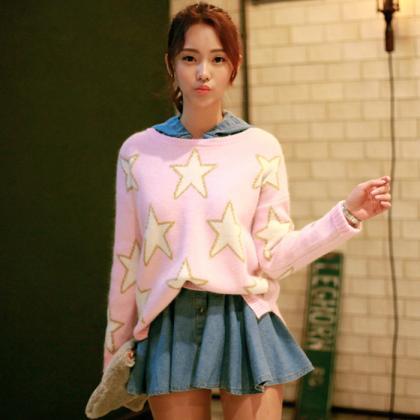 Star Decoration Pullovers Sweater