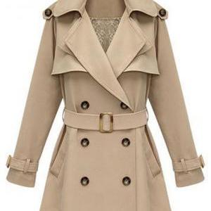 Spring Autumn Long Sleeve Trench Coat For Ol -..