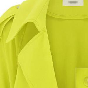 Shiny Long Sleeve Trench Coat - Yellow