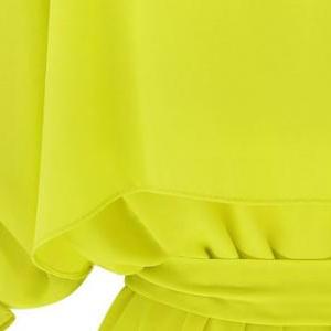 Shiny Long Sleeve Trench Coat - Yellow