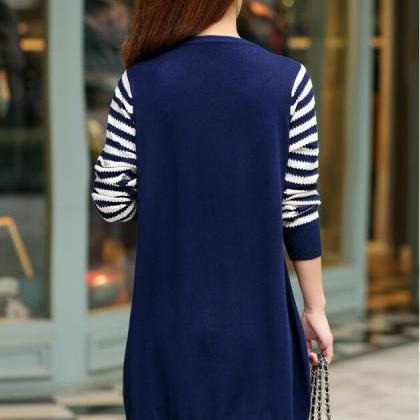 Round Neck Long Sleeve Loose Sweater For Women -..