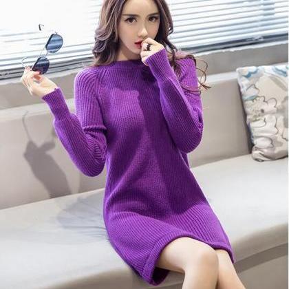 Women Purple Color Slim Sweater