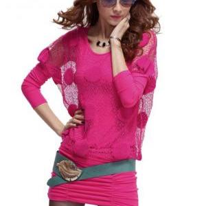 Fashion Two Pieces Wine Batwing Sle..