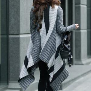 Design Bat Sleeve Loose Cardigan Sweater For Lady