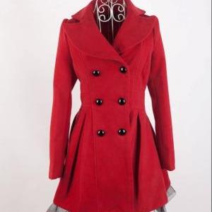 High Quality Fashion Wool Long Winter Dress Coat For Women - Red on Luulla