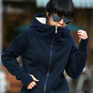 Korean Stylish Fleece Inside Hooded Coat With..