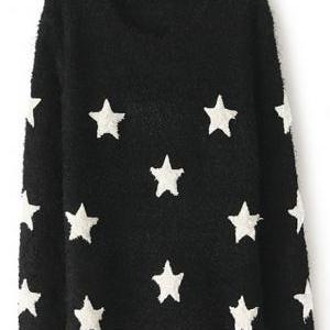 Fashionable Round Neck Pullover Sweaters With Star..