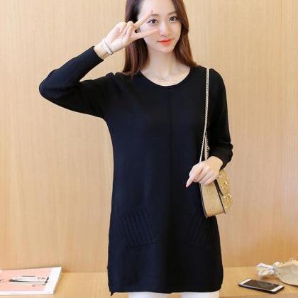 Women Knit Pocket Long Sleeve Sweaters