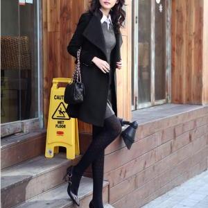 High Quality Side Button Down Belted Wool Coat -..