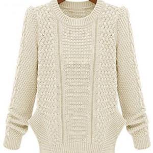 Brief Round Neck Slit Design Knitting Sweater -..