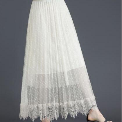 New High Waist Long Gauze Skirt - B..