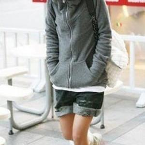 Girls Loved Zipper Fly Thickened Hooded Coat -..